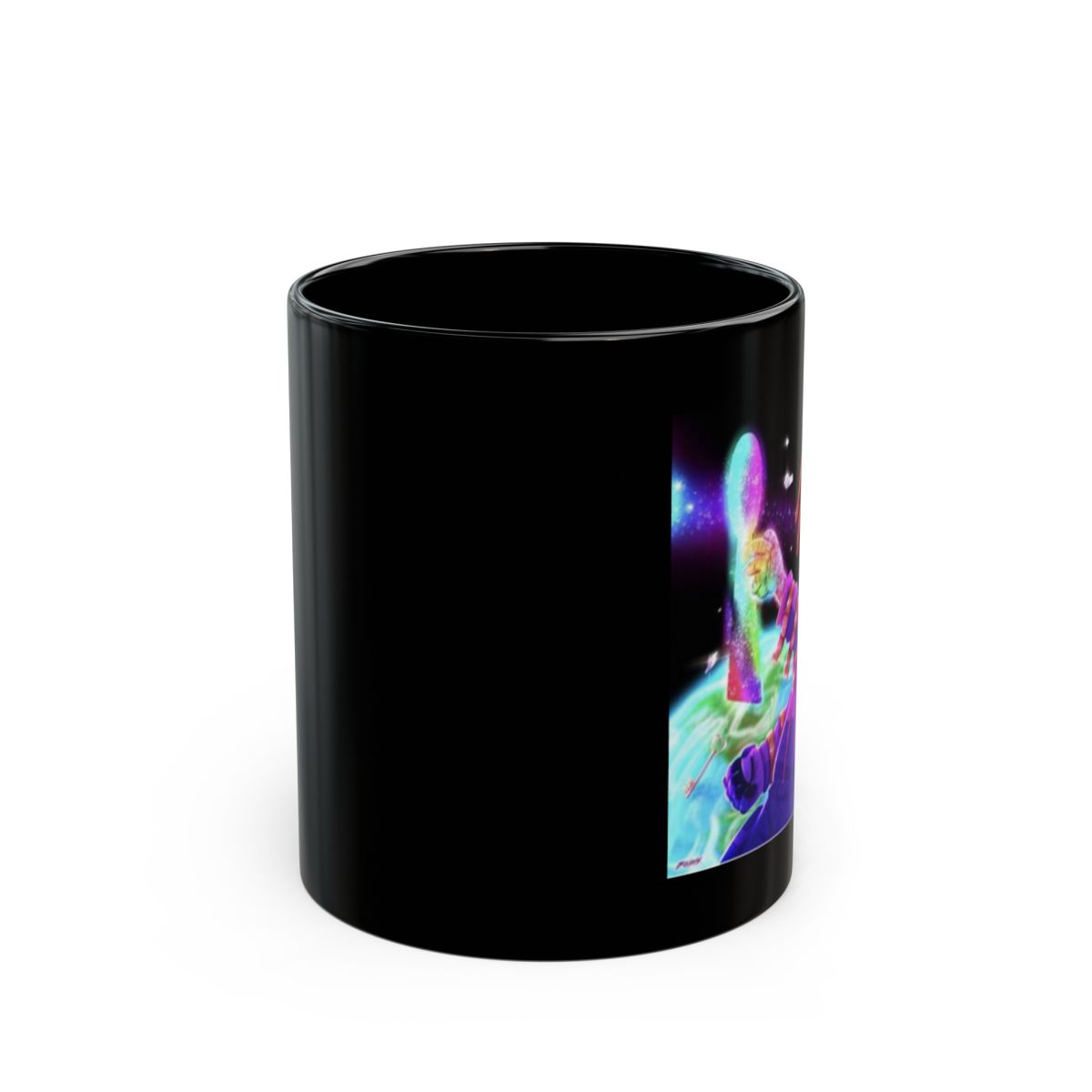 Astronaut Girl Illustration Mug | Black Ceramic Coffee Mug | Konvy Streamer Merch - alternate angle 1, merchandise