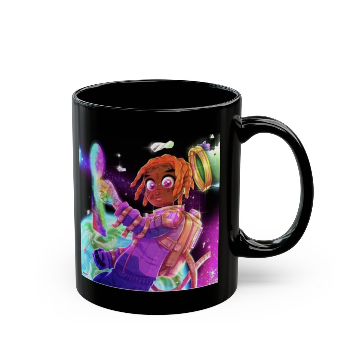 Astronaut Girl Illustration Mug | Black Ceramic Coffee Mug | Konvy Streamer Merch